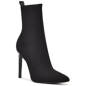 Nine West Womens Teoy  Black Microsuede Pointed Toe Ankle Boots Shoes NWOB